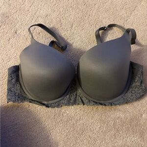 Aerie Gray Lace Trim Demi Bra